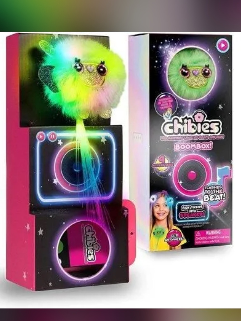 Chibies Boombox Plush flashes to the beat - Green new in box toy unisex